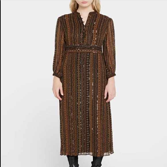 Veronica Beard Dresses & Skirts - Veronica Beard Borrelli Brown Beaded Maxi Dress - Size 2